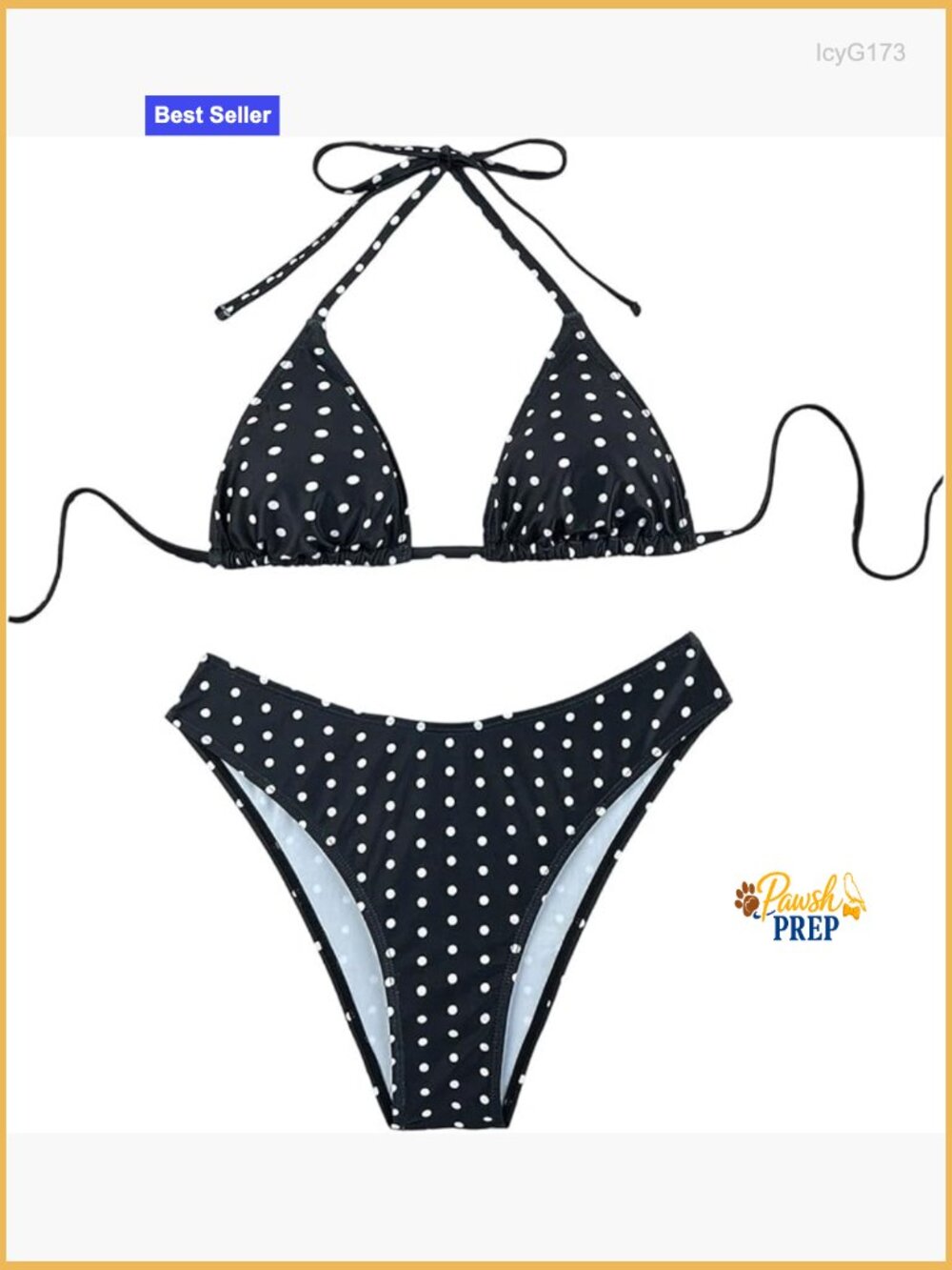Polka Dots Bikini Set Halter Triangle 2 Piece Swimsuit Swimwear - Picture 1 of 6